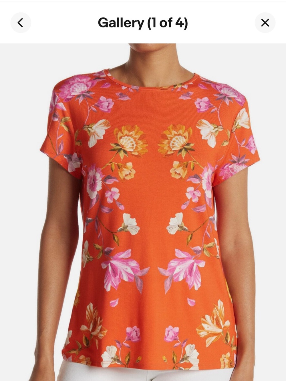 Ted Baker Orange Floral Short Sleeve Tee, Size 4